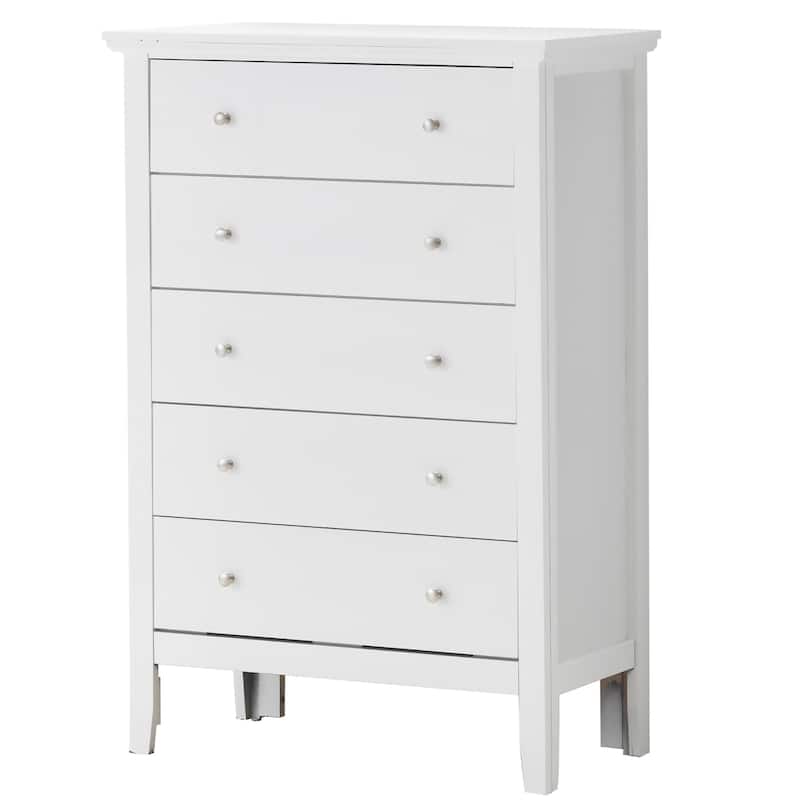 5-Drawer Solid Wooden Bedroom Chest - 48" - White