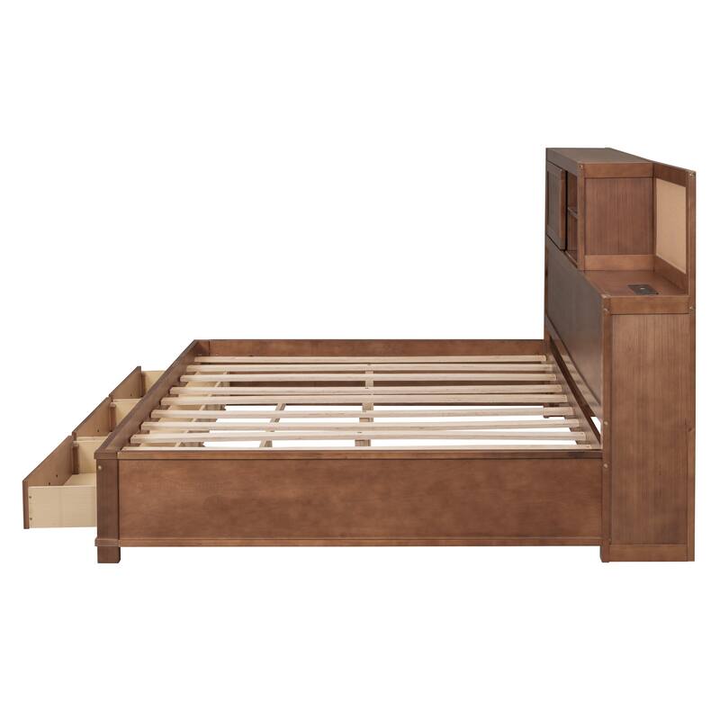 Full Size Wooden Daybed with Three Storage Drawers, Soft Board, and USB Ports