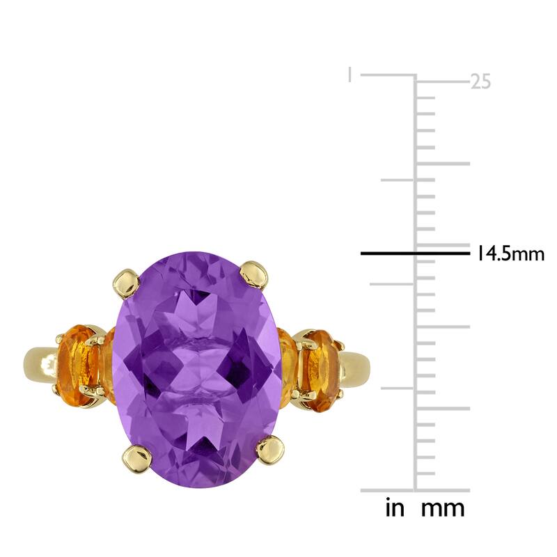 Miadora 5 7/8ct TGW Amethsyt and Citrine Ring in Yellow Plated Sterling Silver
