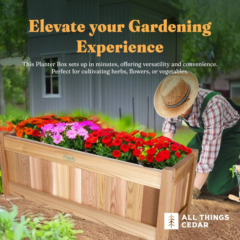 All Things Cedar 32 Inch Planter Box, Garden Bed for Flowers, Herbs & Vegetables - 9