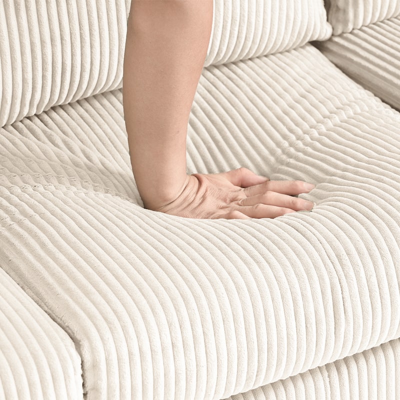 Roomfitters L-Shaped Sectional Sofa with Padded Corduroy, Modern Multi-Functional Design for Living Room