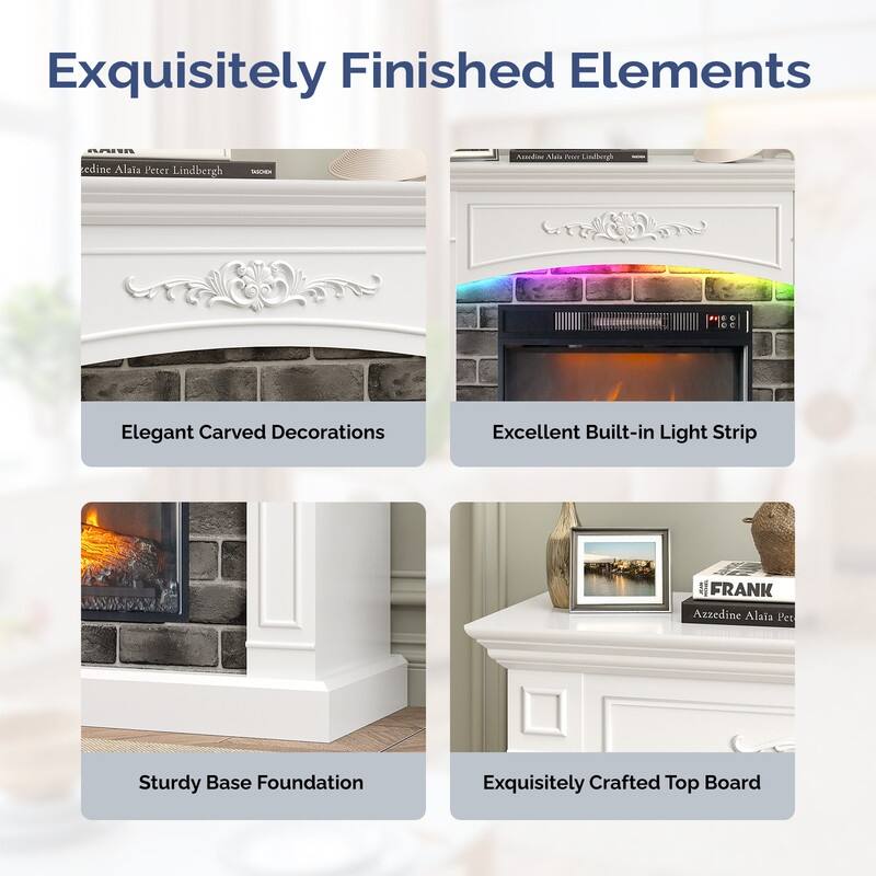 Farmhouse White 43'' TV Stand For Tvs Up To 55'' with 18'' Electric Fireplace