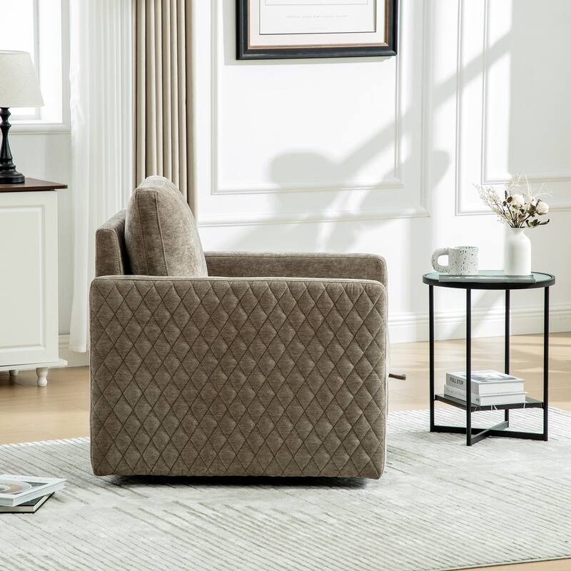 Swivel Accent Chair, Comfy Reading Chairs, Accent Single Armchair Upholstered Sofa Tufted Accent Square Club Chair