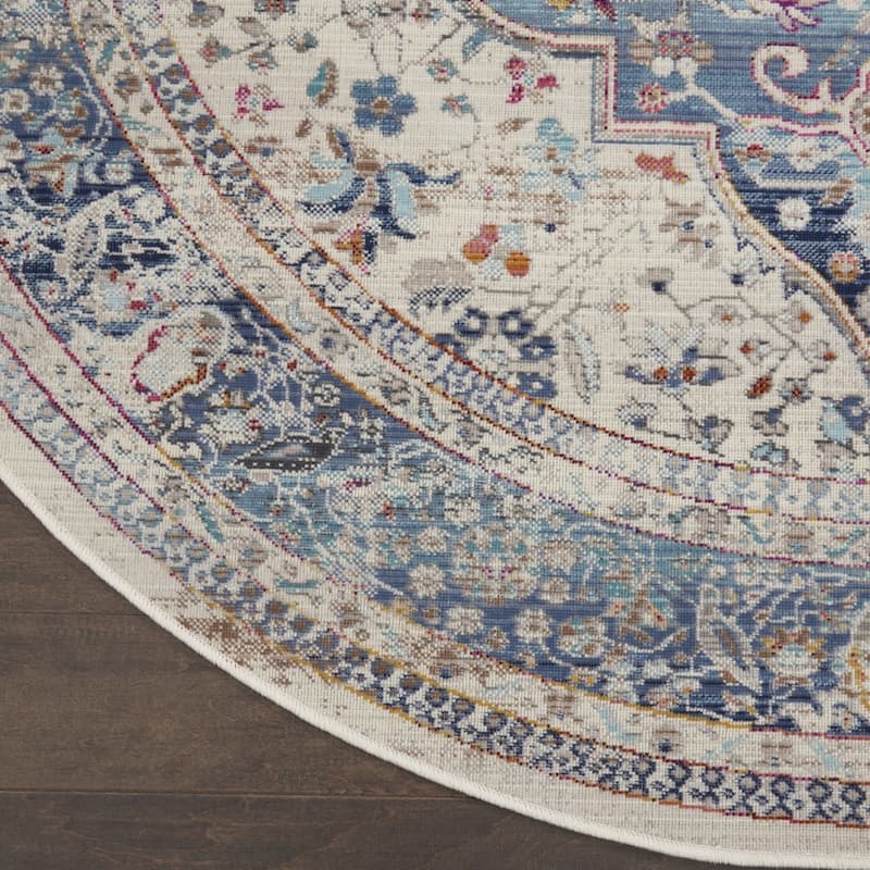 HomeRootsFloral Transitional Round Area Rug - 48' X '48' X '0.5