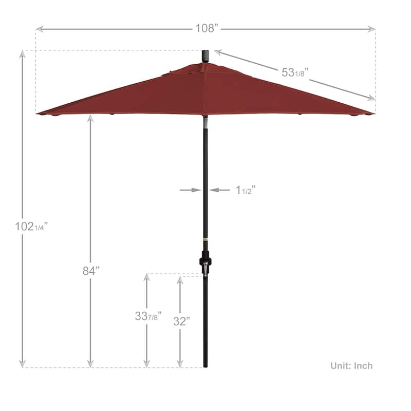 California Umbrella 9' Rd Golden State Series Patio Umbrella Bronze Aluminum Frame Crank Lift Collar Tilt Sunbrella
