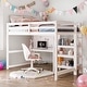 preview thumbnail 2 of 13, Full Size Wooden Loft Bed with Shelves, Desk and Writing Board - Gray