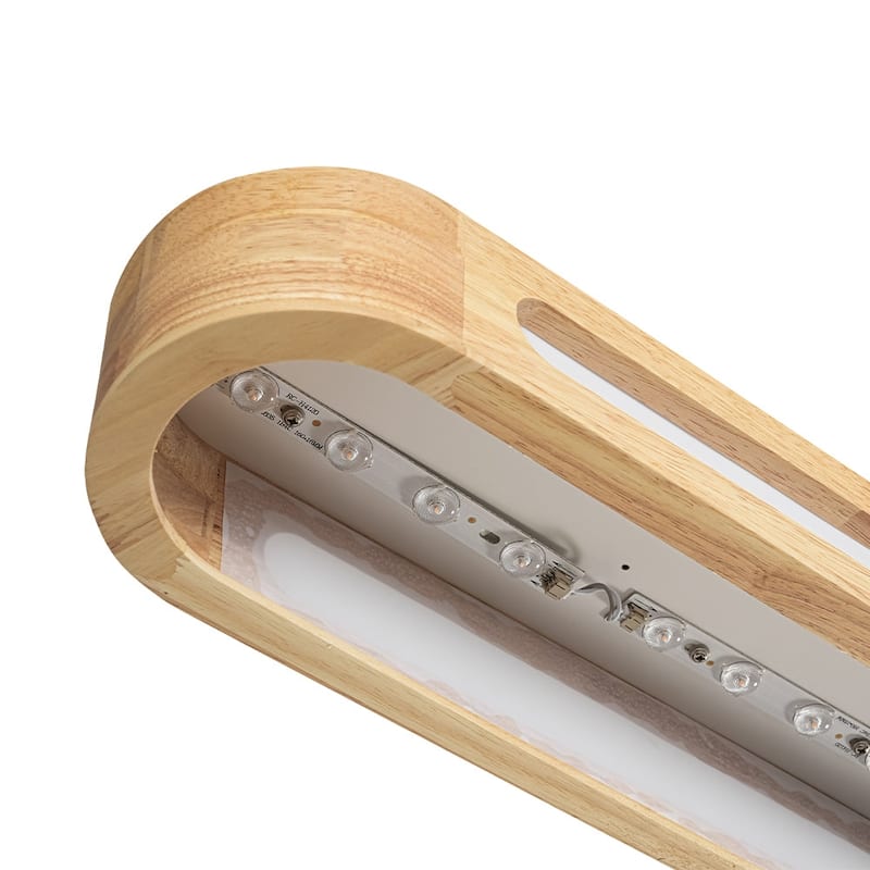 Rustic Natural Wood Dimmable LED Oval Ceiling Light 3000K - Wood Grain - 31.5 Inches
