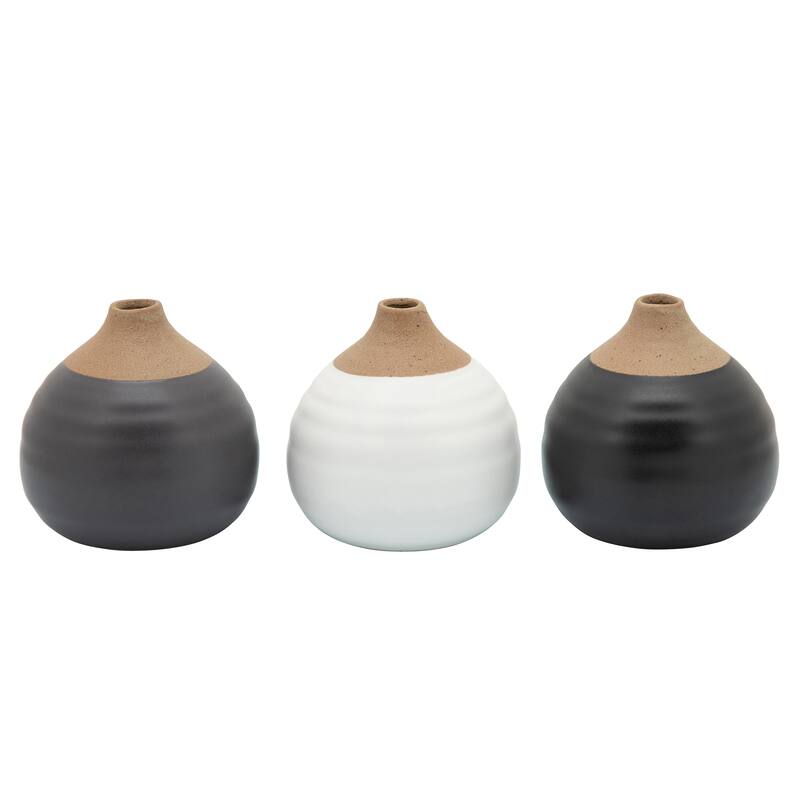 Sagebrook Home Modern Coastal Small Ceramic Bud Vases, Set of 3 - White