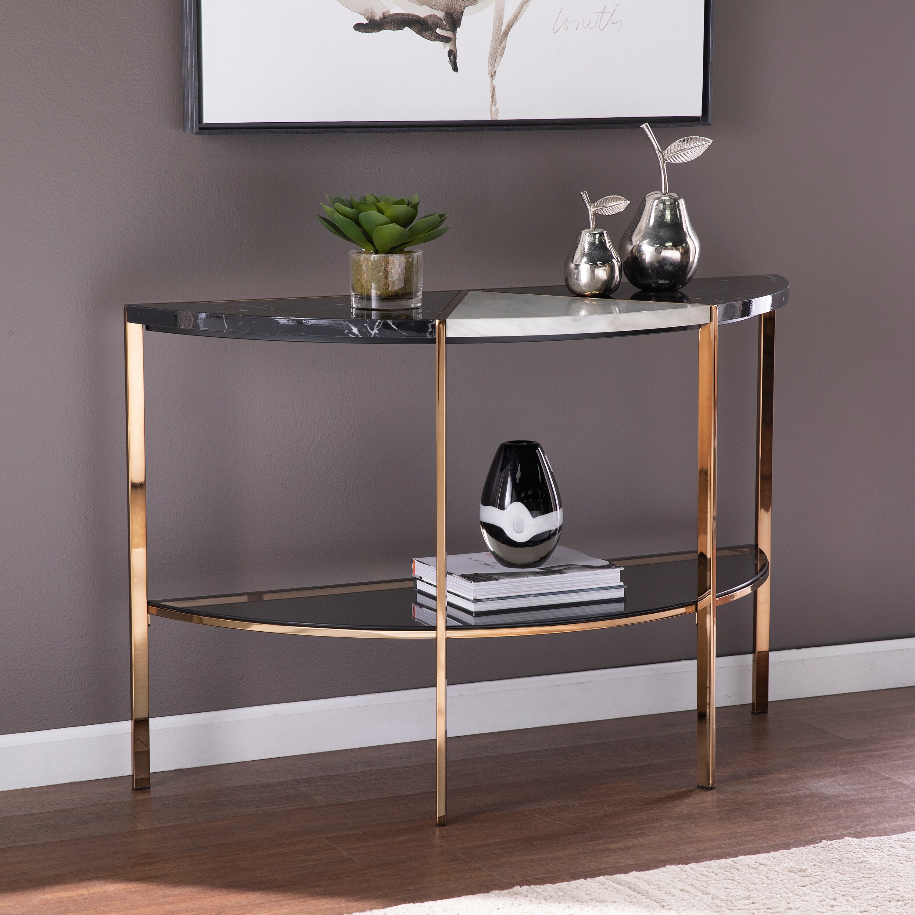 Silver orchid henderson faux stone goldtone round coffee table sale