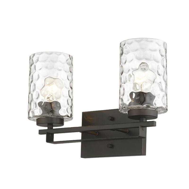 Hardwired Double Light Wall Sconce with Dimmable Steel Fixture and Clear Glass for Bathroom or Hallway - 10" H x 15" W x 6" D