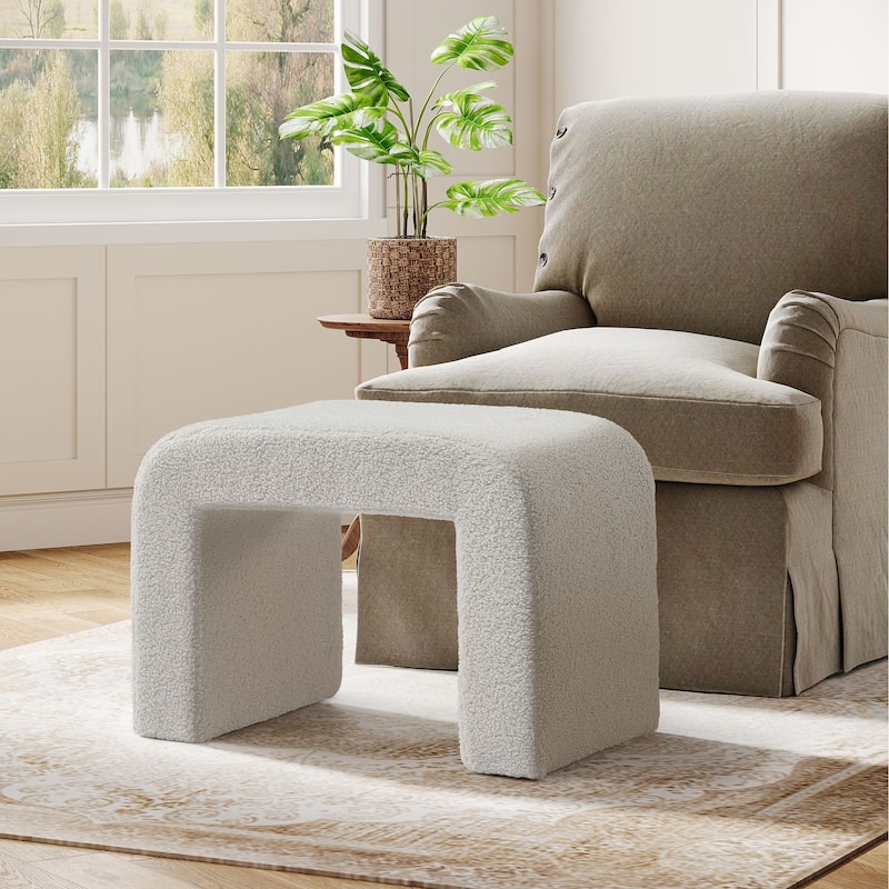 Modern Vanity Stool Upholstered Ottoman Arched Footstool for Home