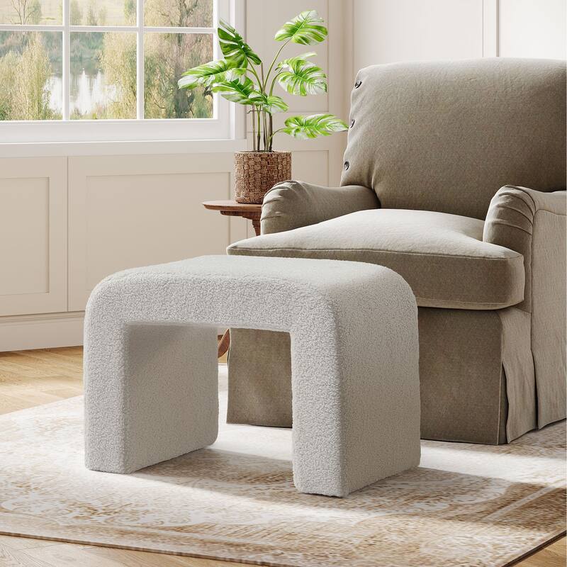 Upholstered Soft Vanity Stool, Arched Footstool Ottoman, Dressing Chair Sofa Footrest Shoe Bench