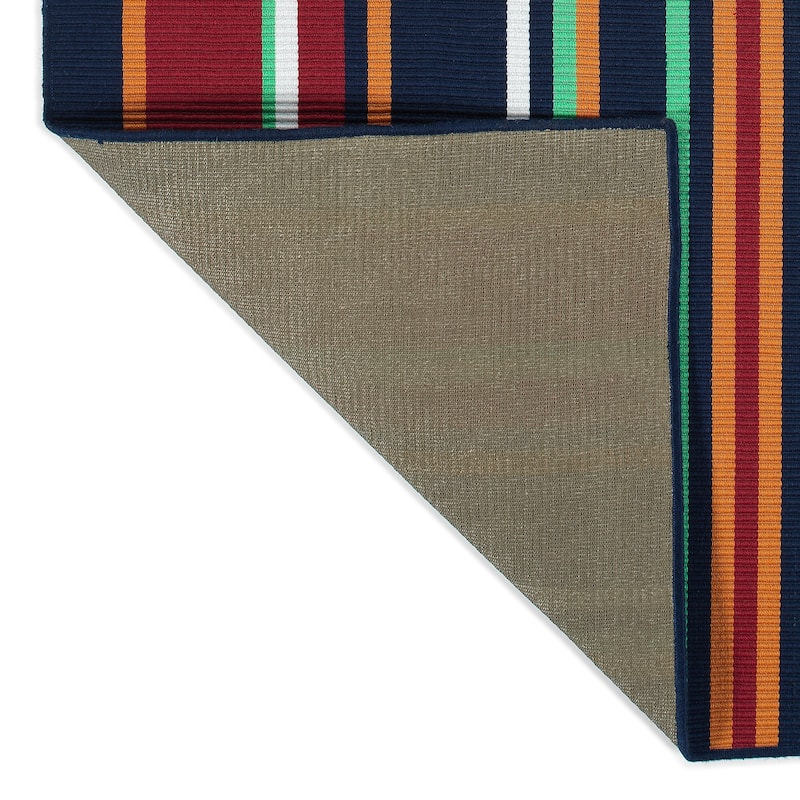 Voavah Navy Hand-Made Flatweave Indoor/Outdoor Area Rug