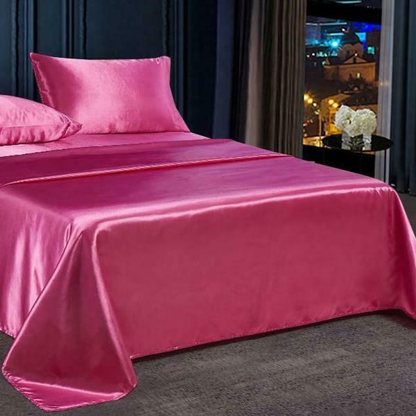 4 PC Satin Silky Soft Bed Sheet Queen Pink Bed Bath & Beyond 34068959