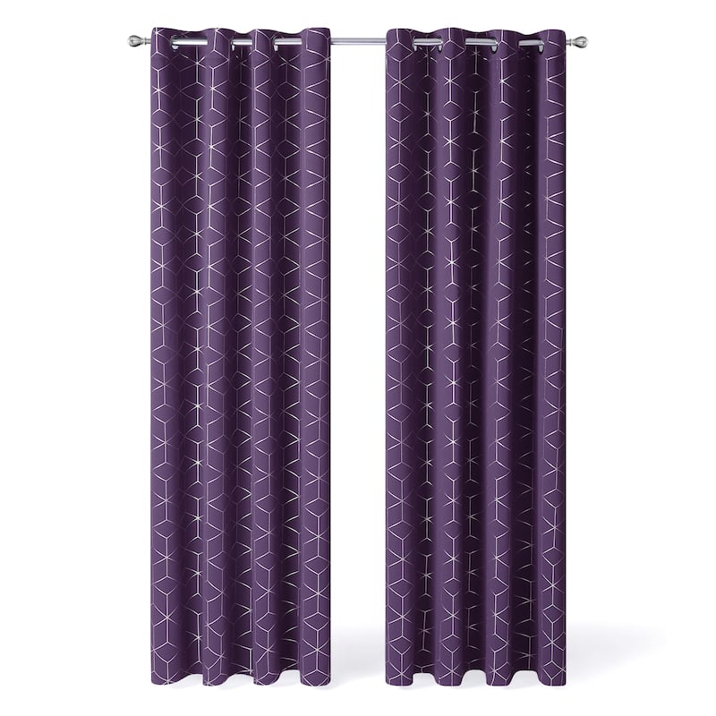 Deconovo Decorative Silver Diamond Curtains (2 Panel)