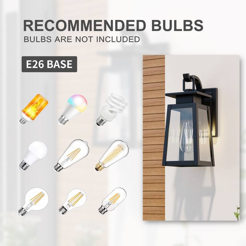 1-Light Exterior Wall Light with Clear Glass (4 Pack) - Matte Black
