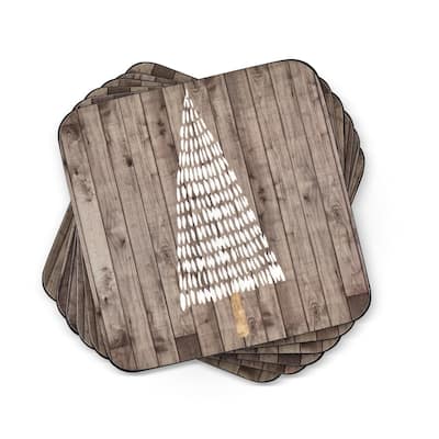 Pimpernel Set of 6 Wooden White Christmas Coasters - 4" L x 4" W