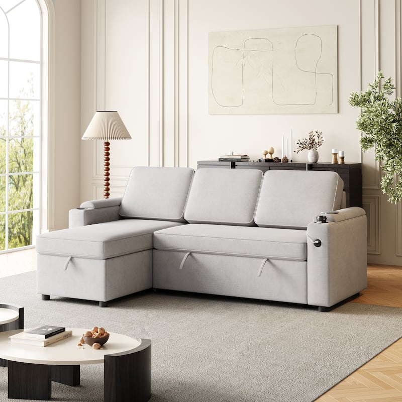 2 in 1 Pull Out Sofa Bed with Storage Sofa