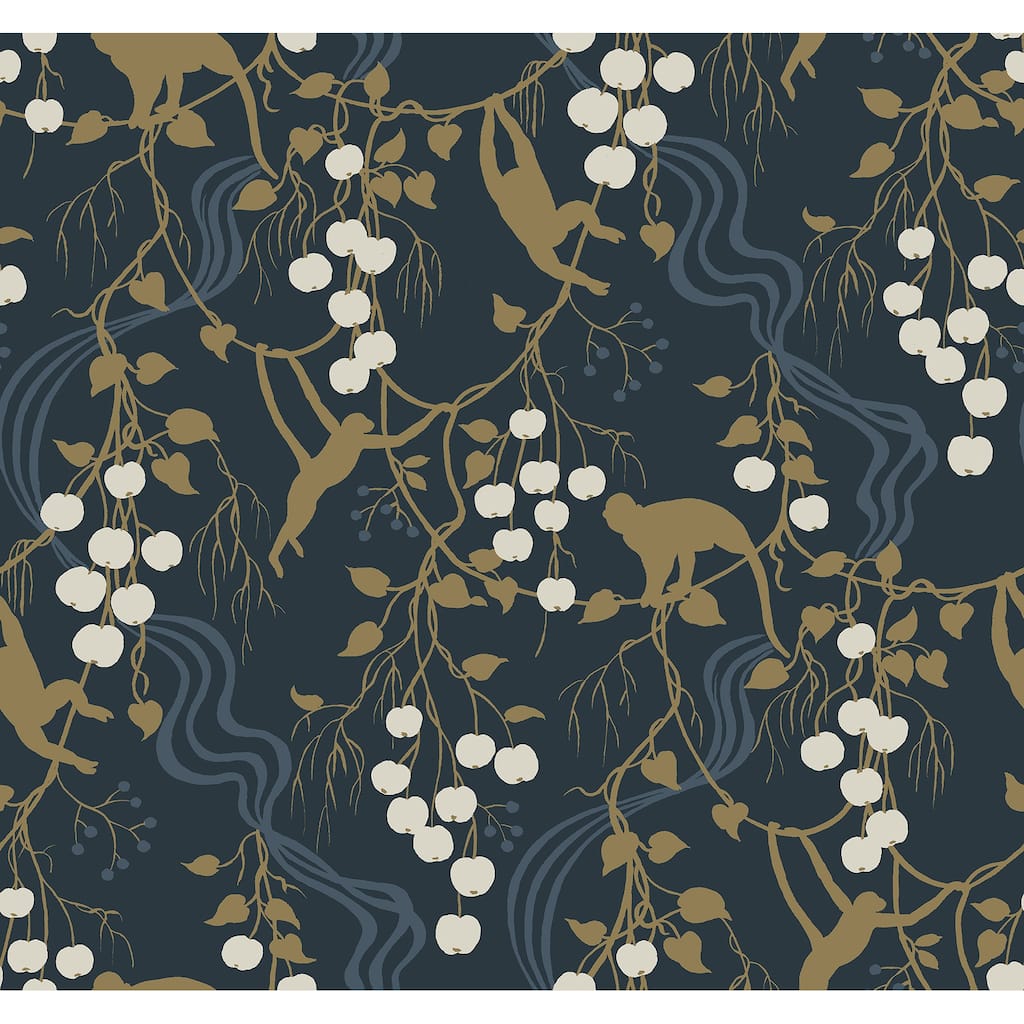 A-Street Prints Linden Navy Jungle Canopy Wallpaper