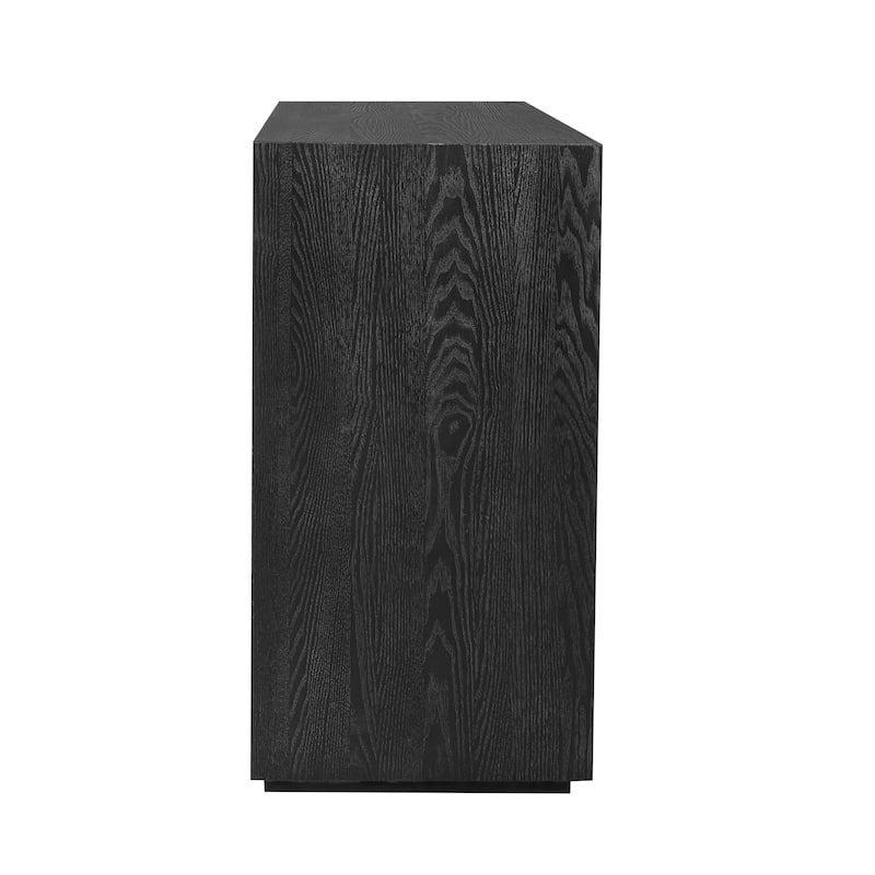 Modern Four-Door Accent Cabinet with Ash Veneer, Adjustable Shelves, Ideal for Living Room, Hallway, and Entryway Storage