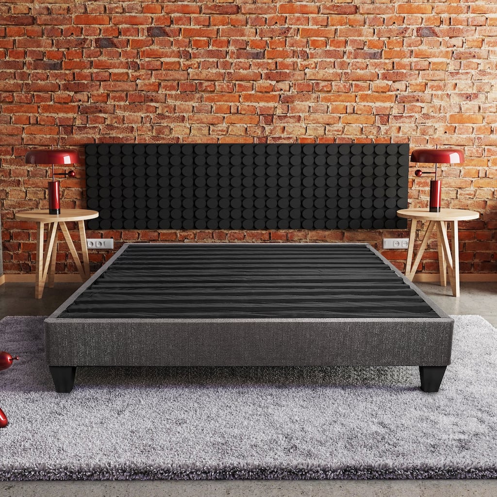 Speedy Dark Grey Upholstered Low Profile Platform Bed Frame