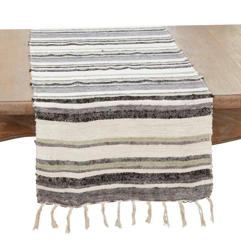 Bohemian Bliss Striped Table Runner - 16"x72" - 16"x72" - Blue-Grey