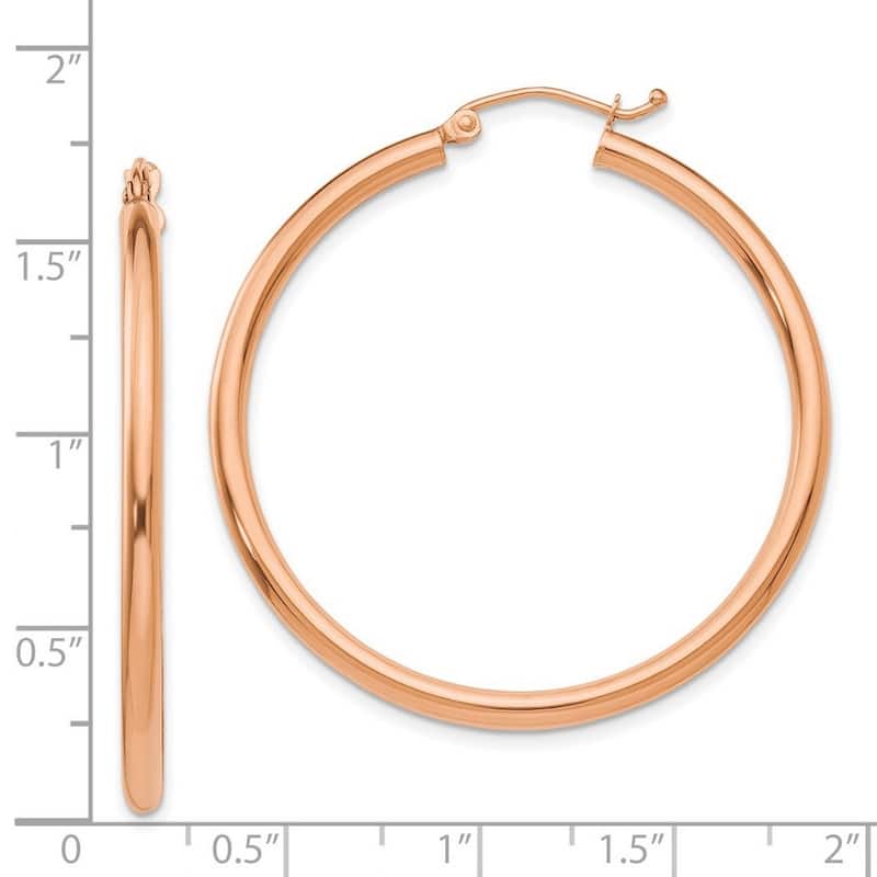 Curata 14k Rose Gold Hollow Polished Hoop Earrings - 40mm