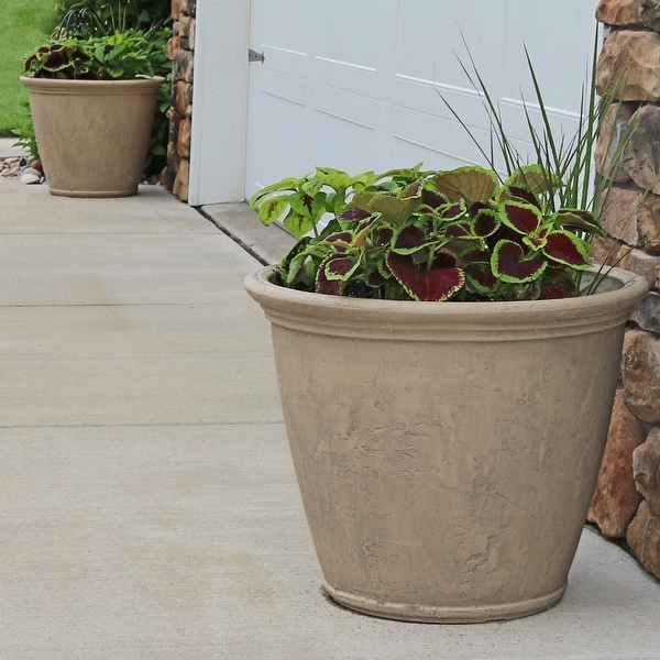 Sunnydaze Anjelica Outdoor Flower Pot Planter - Grey Finish - 24-Inch - 4-Pack - Set of 4