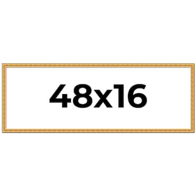 48x16 Frame Gold Real Wood Picture Frame Width 1 inches | Interior