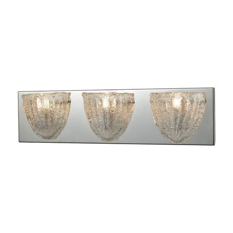 Verannis 3-Light Vanity Sconce in Polished Chrome with Hand-formed Clear Sugar Glass