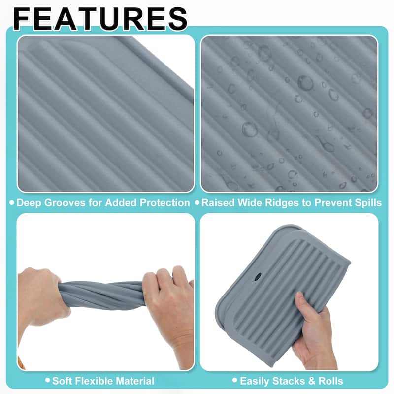 4 Pack Silicone Dish Drying Mat, 9"x12" Trivets for Hot Pots and Pans