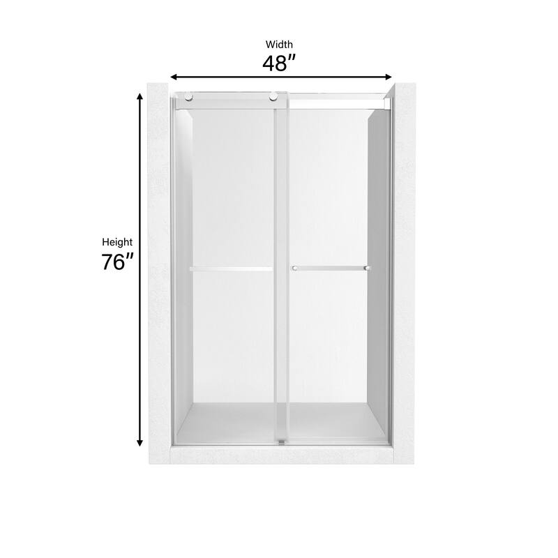 CASAINC 48"/60"W x 76"H Double Sliding Frameless Shower Door with Clear Glass
