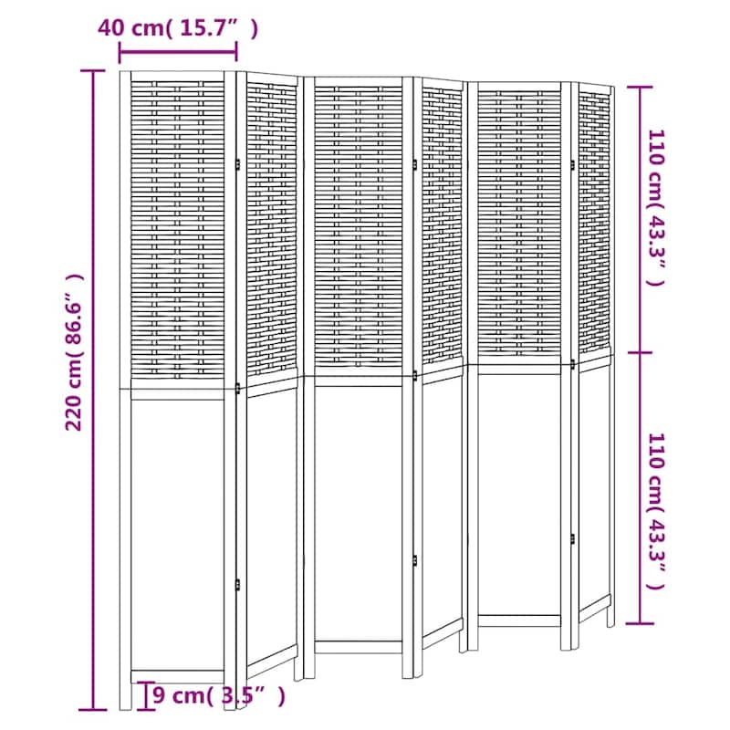 vidaXL Room Divider Privacy Screen Living Room Dark Brown Solid Wood Paulownia