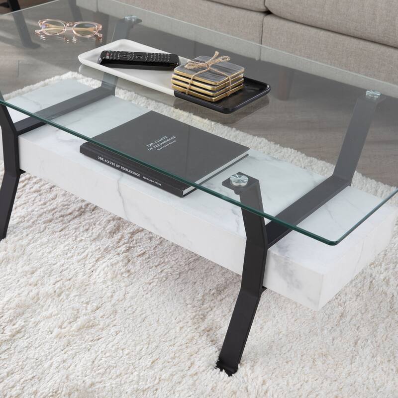 SEI Furniture Darvette Glass-Top Coffee Table