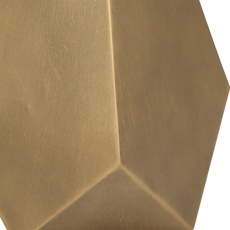 Glass Top Accent Table with Geometric Base - 24.25" - Black and Bronze