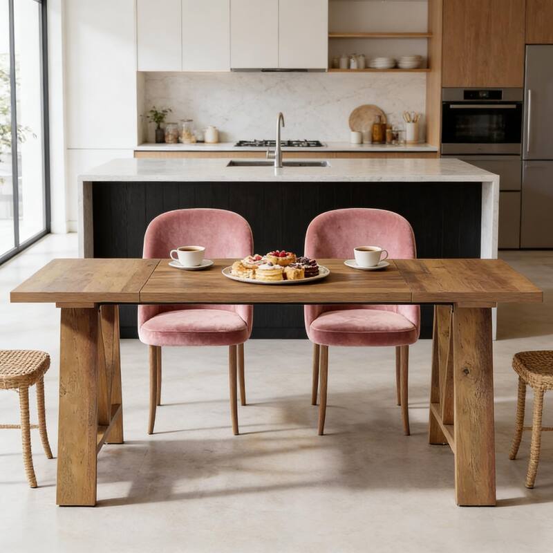 Home Office Table Dining Table, Coffee Table Greeting Table for 4-6, Wooden Kitchen Table with Stable Legs