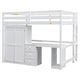 preview thumbnail 4 of 22, Full Size Loft Bed with Integrated Wardrobe, Desk, and Storage Drawers, Space-Saving White Design