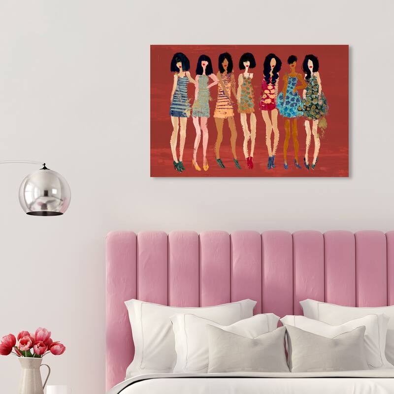 Wynwood Studio Canvas Fashion and Glam Pre-Fall Fashion and Girls Red and Dark Red Glam Wall Art Canvas Print - 20 x 30