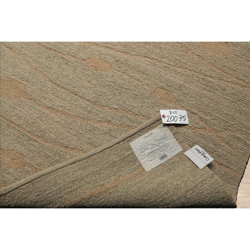 8x11 Hand Knotted Wool Moss Contemporary Flatweave Calvin Klein Rug - 8' x 11'