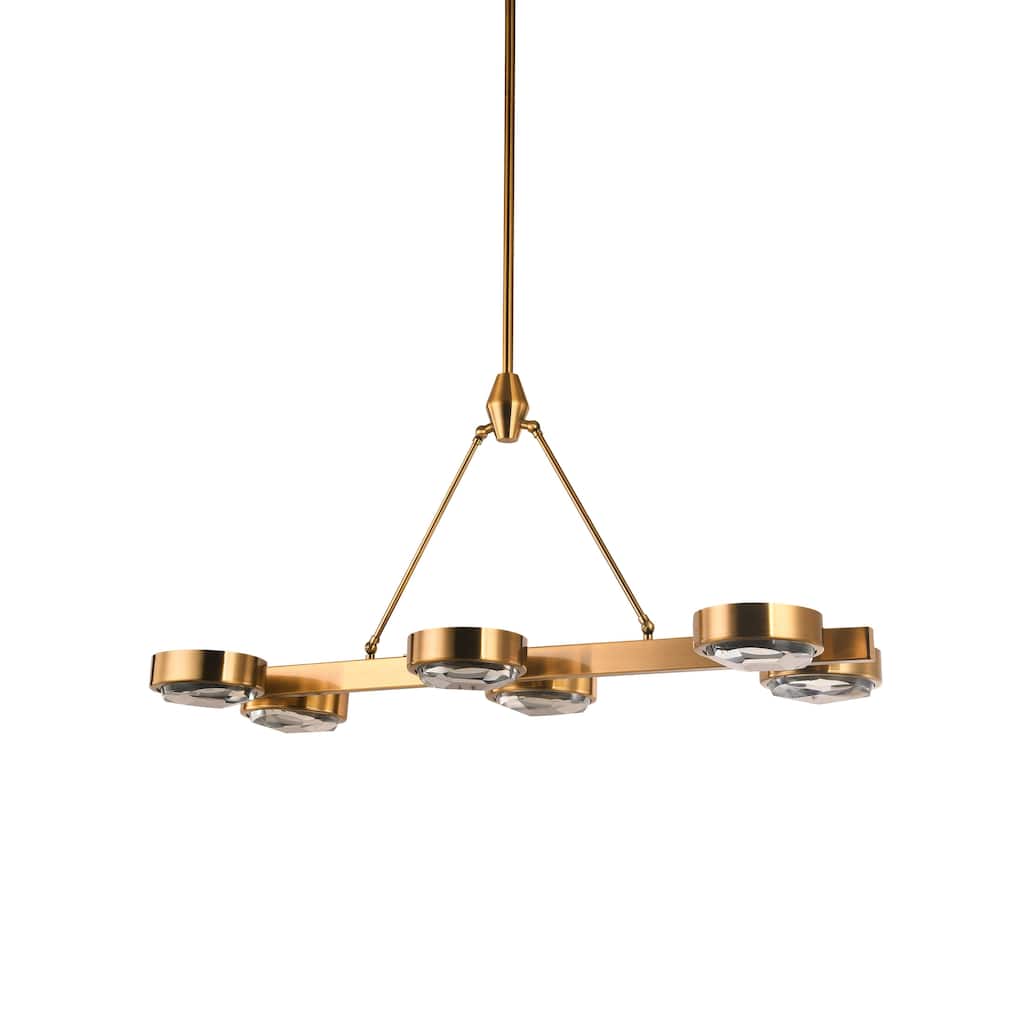 6-Light Rectangular Bronze Frame Chandelier