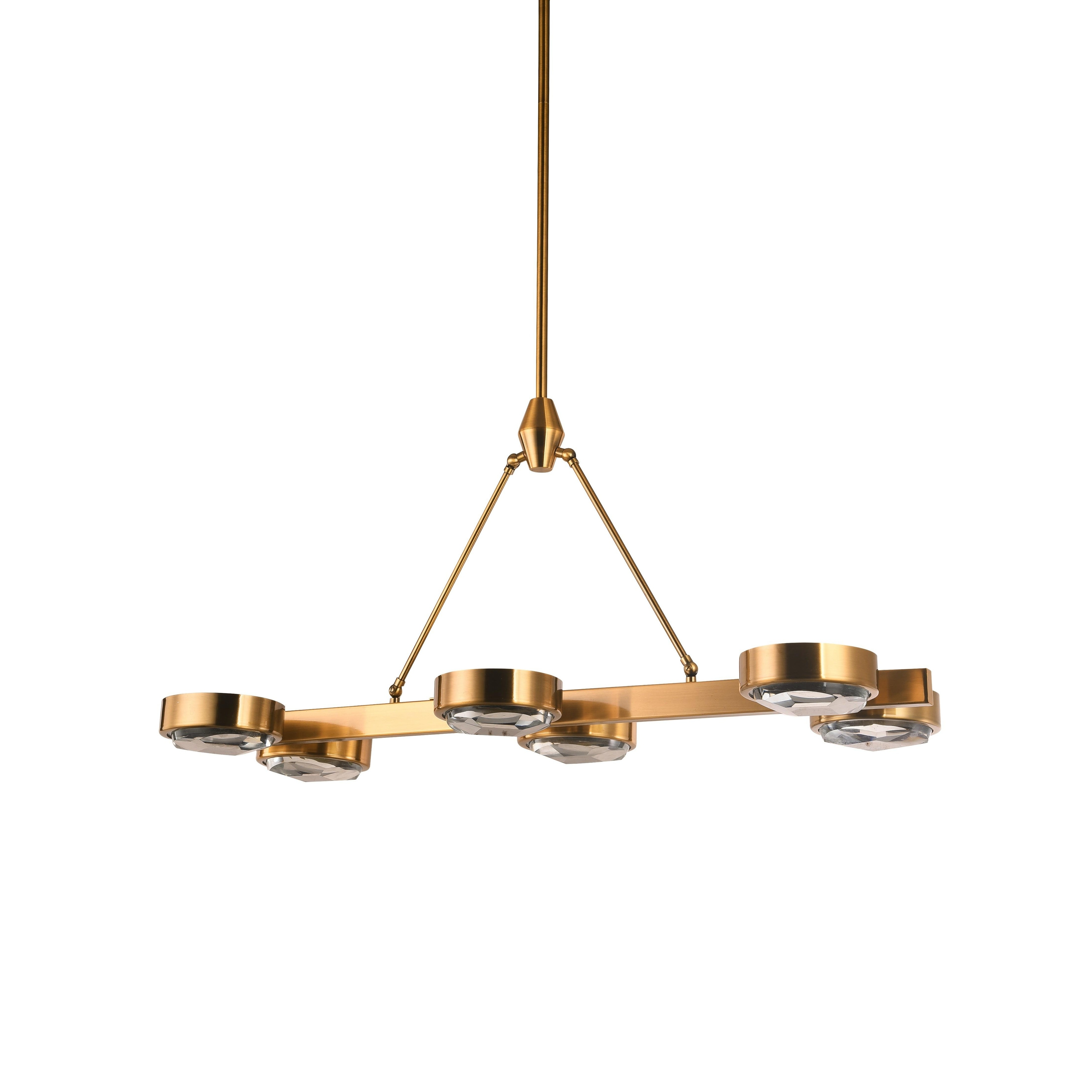 6-Light Rectangular Bronze Frame Chandelier