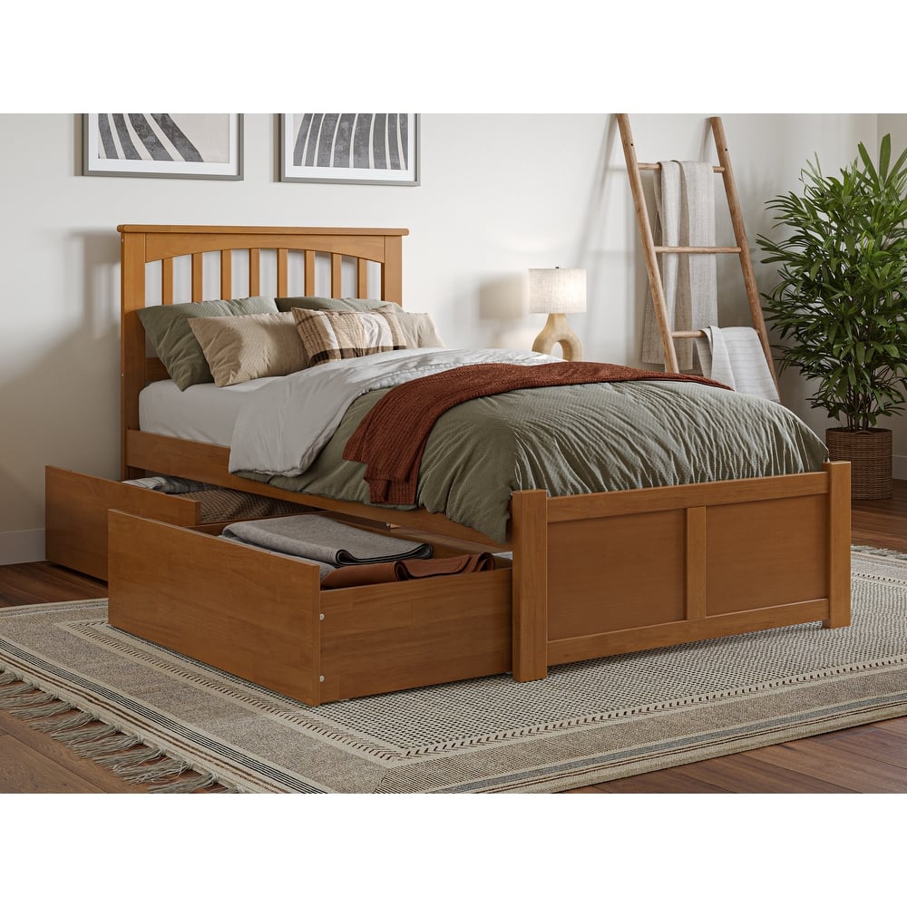 Mission Platform Bed with Footboard and Storage Drawers