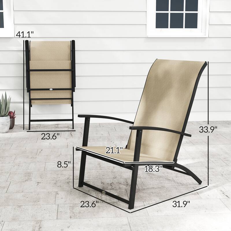 GDFStudio - Petersen High Back Folding Outdoor Dining Chairs Set of 2 - Set of 2