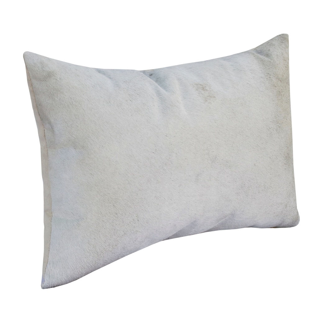 Sevita Ivory Solid Faux Leather Rectangular Lumbar Pillow.