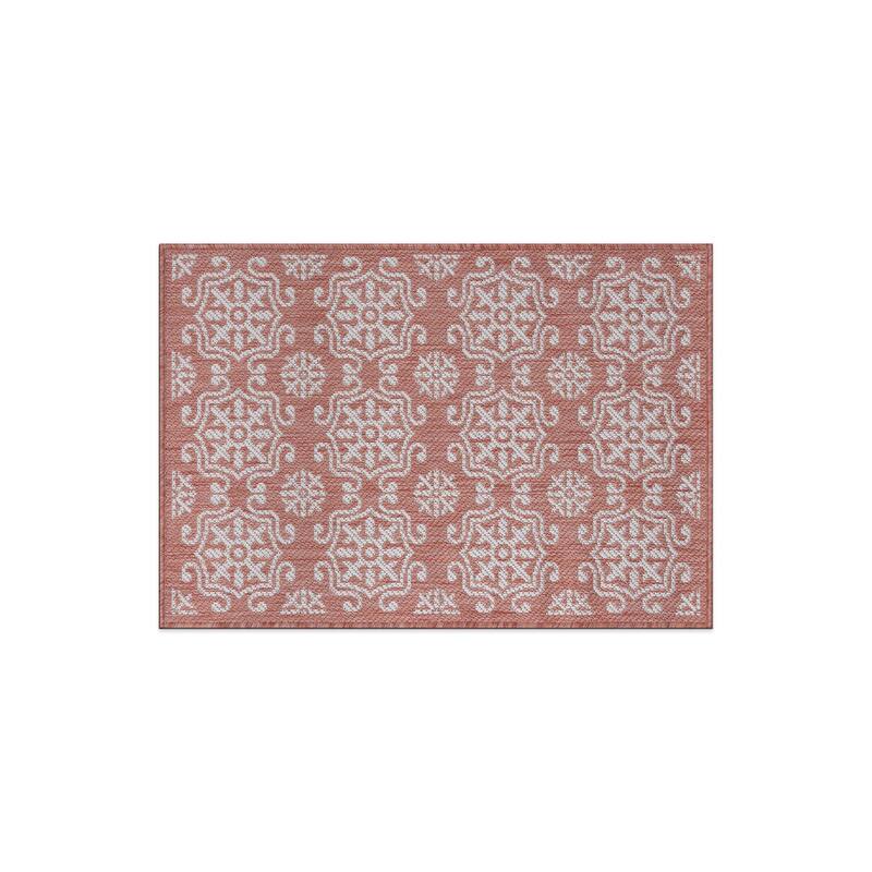 World Rug Gallery Transitional Geometric Textured Flat Weave Indoor/Outdoor Area Rug