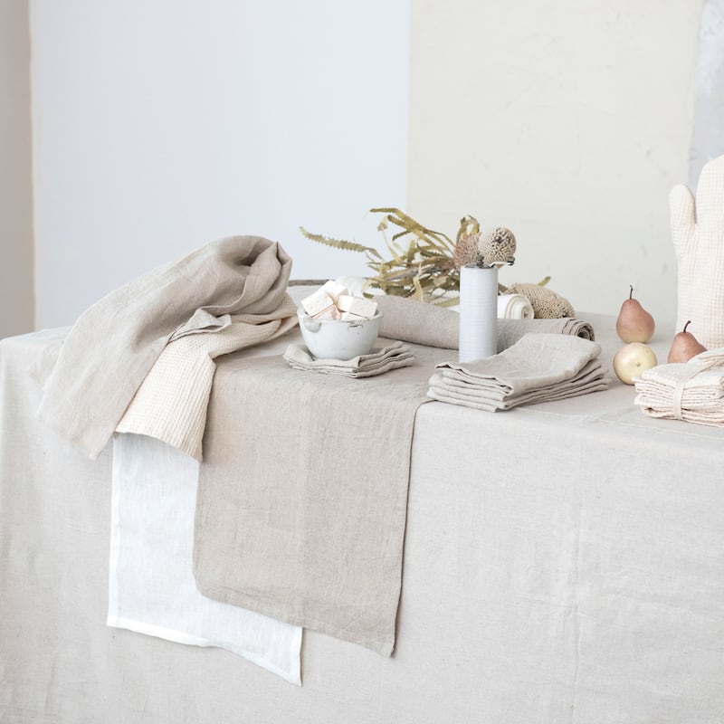 Woven Linen and Cotton Waffle Dinner Napkins - Cream