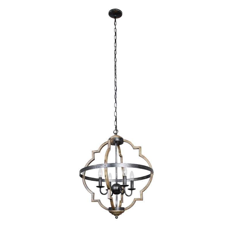 4 Light Farmhouse Dry Rated Chandelier - 21"x21"