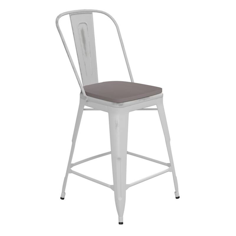 All-Weather Counter Height Stool with Poly Resin Seat