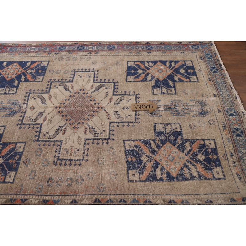 Hand Knotted Oriental 100% Wool Carpet Traditional Tribal Beige & Ivories Sirjan Area Rug - 6' 4'' X 4' 10''