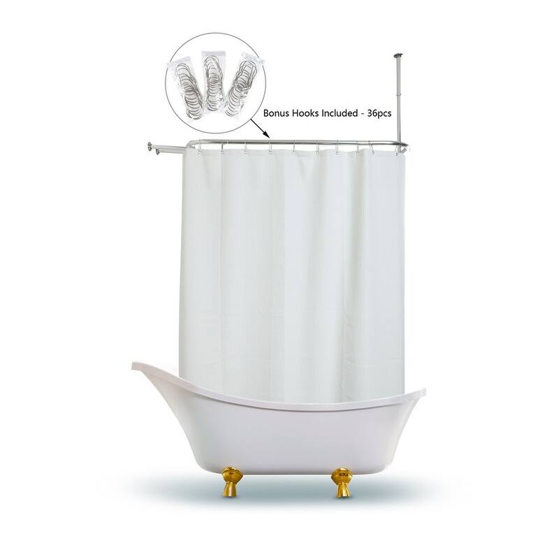 Utopia Alley Waffle Weave Clawfoot Tub Shower Curtain 180 x 70 Inch Wrap Around